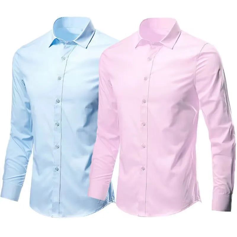 Men's Dress Shirt Elastic Spring Autumn Long Sleeve