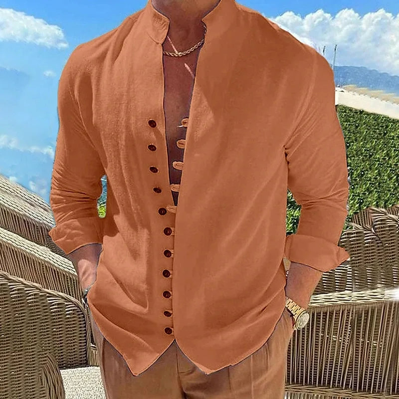 Men Casual Social Shirts Long Sleeve Dress