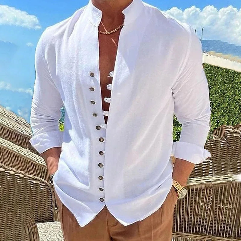 Men Casual Social Shirts Long Sleeve Dress