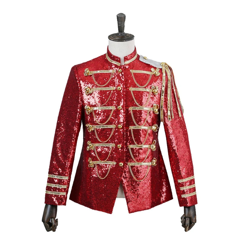Performance Clothes, Silver White Fashion Shiny Beaded Blazers for Men