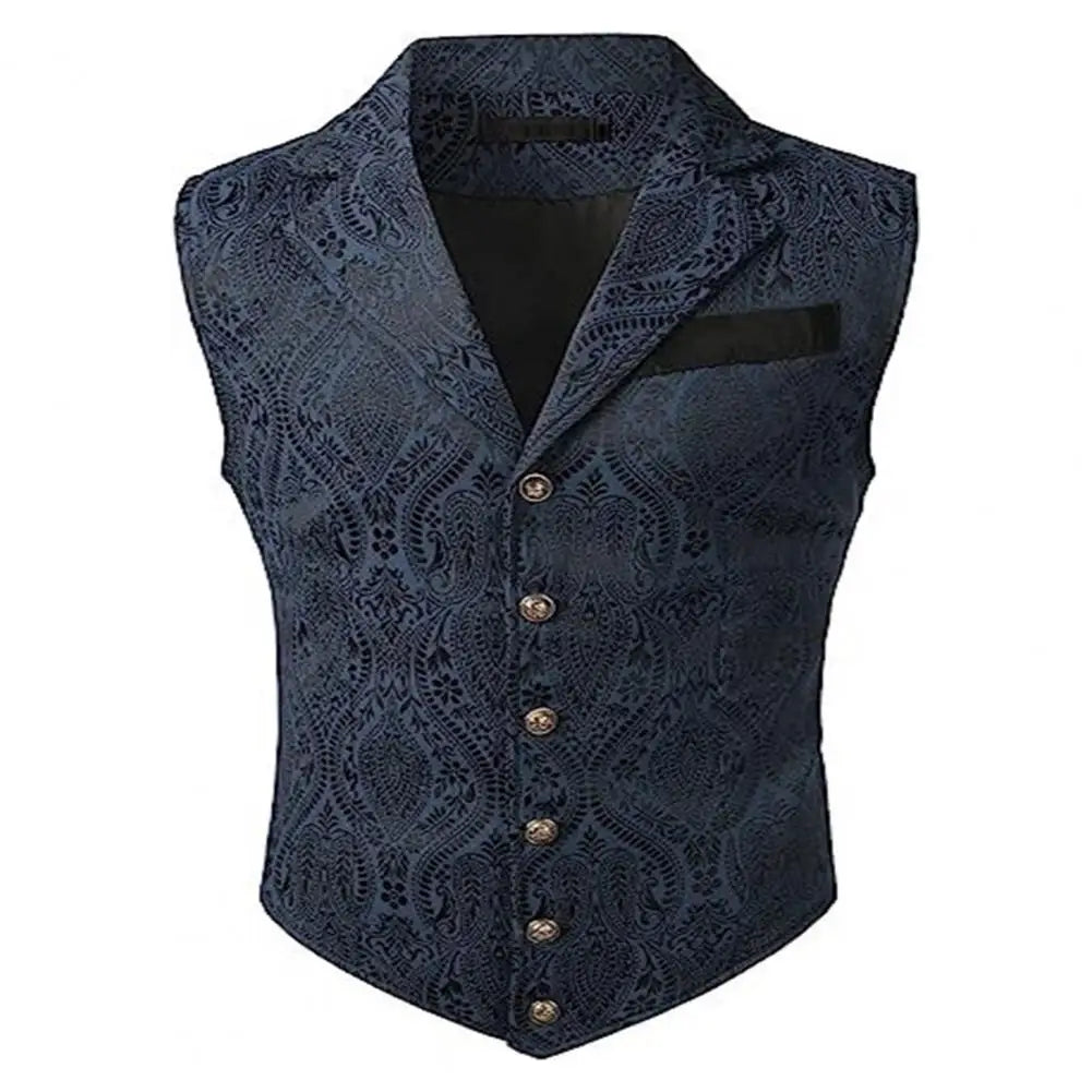 Men Suit Vest V neck Printed Pattern Groom Wedding