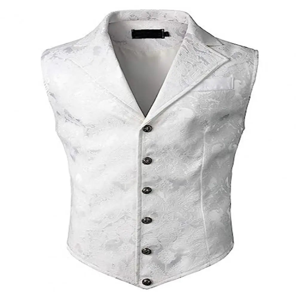 Men Suit Vest V neck Printed Pattern Groom Wedding