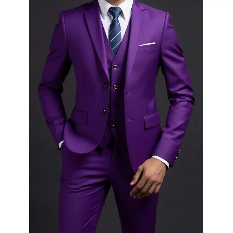 Suit (Blazer+ Vest + Trousers) Men's Fashionable Gentleman
