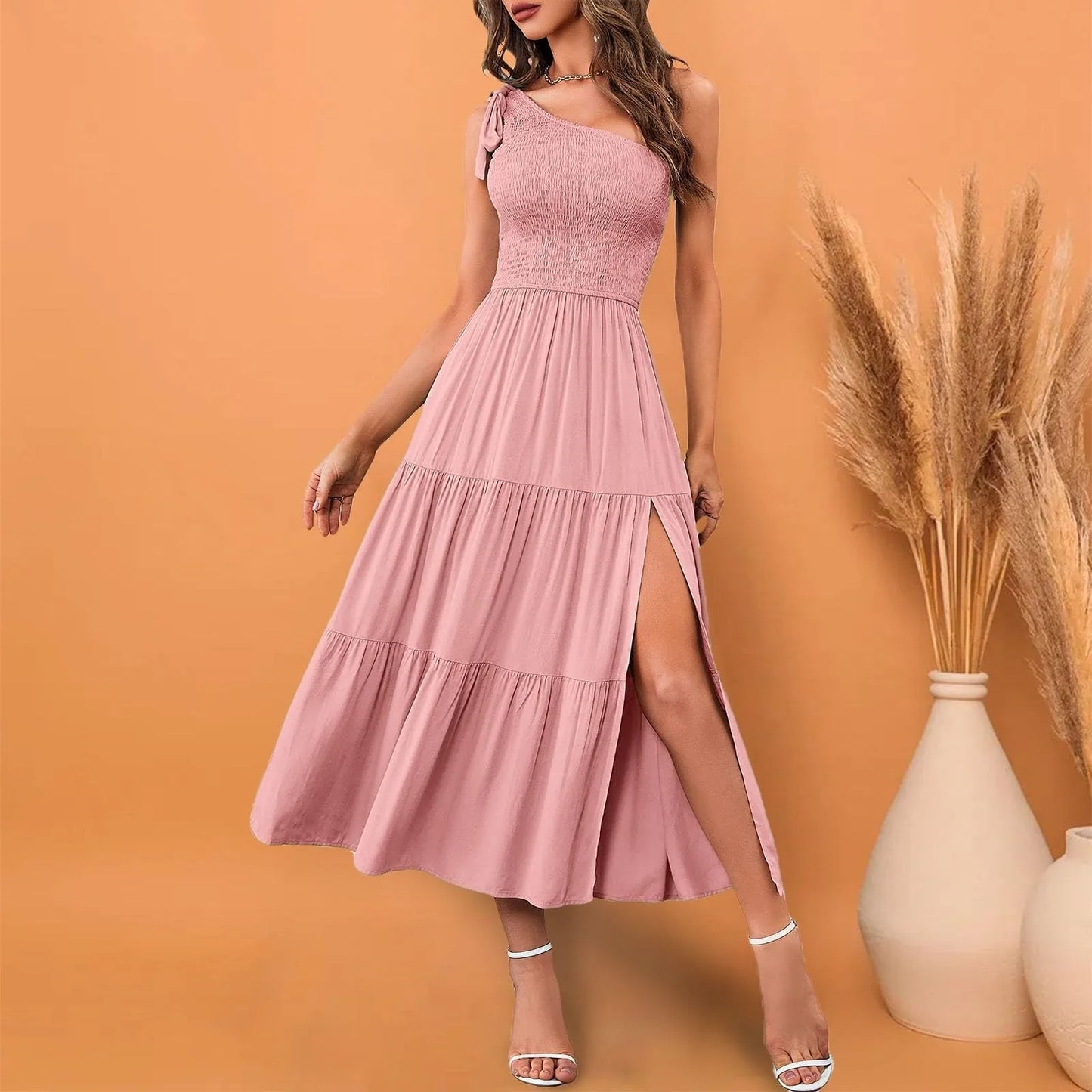 Elegant Dresses For Women Women'S Summer Casual One Shoulder Sleeveless