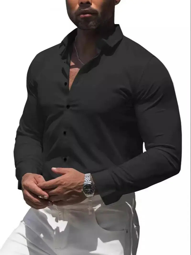 Men's formal shirt, summer long-sleeved, thin