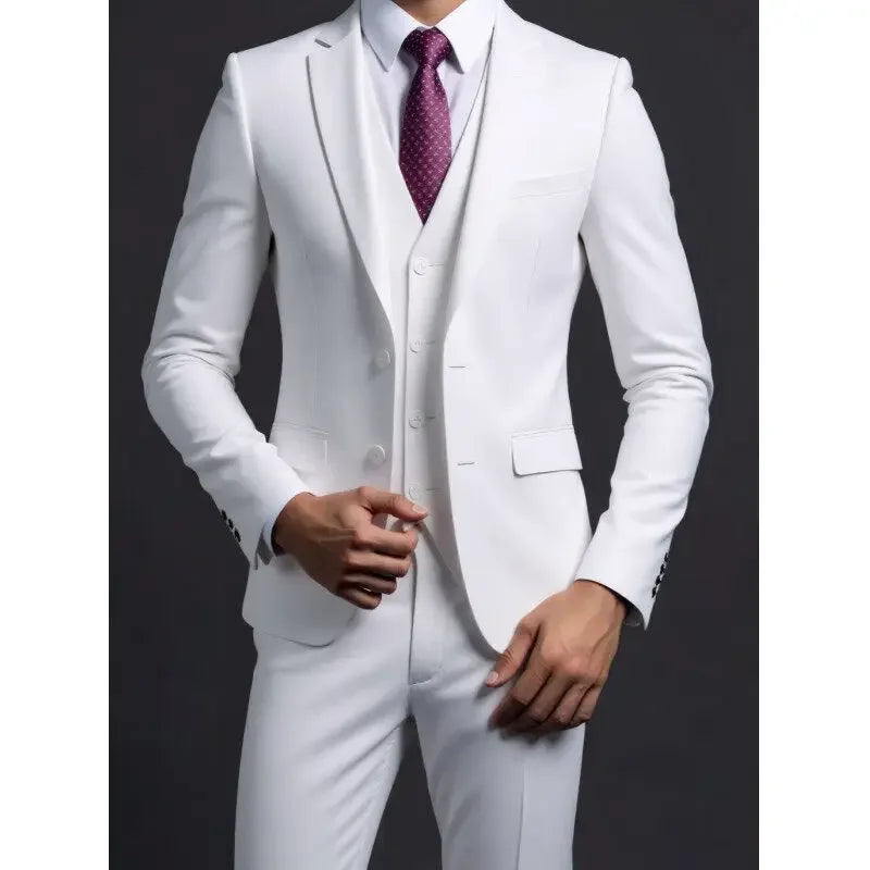 Suit (Blazer+ Vest + Trousers) Men's Fashionable Gentleman