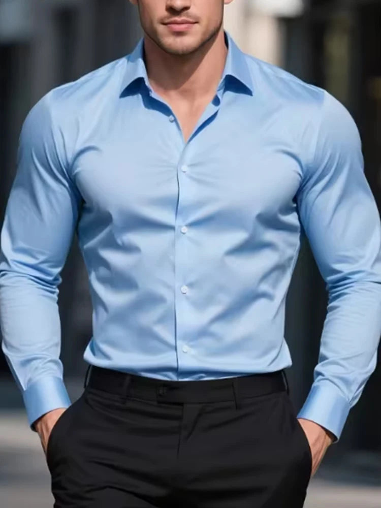 Men's formal shirt, summer long-sleeved, thin