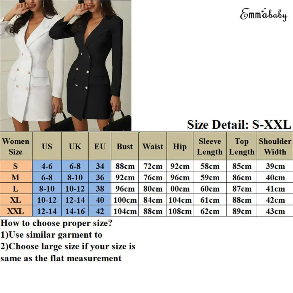 Elegant Dresses Women Dress Office Casual Blazer White Black Dress