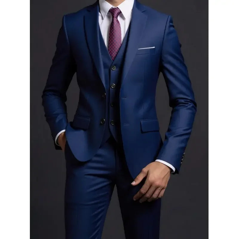 Suit (Blazer+ Vest + Trousers) Men's Fashionable Gentleman