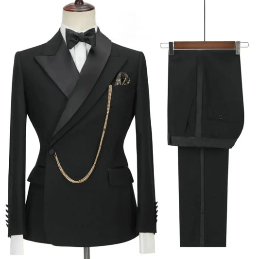 Groom dress suit lapel Men's suit Ball Wedding Casual fashion 2 piece set