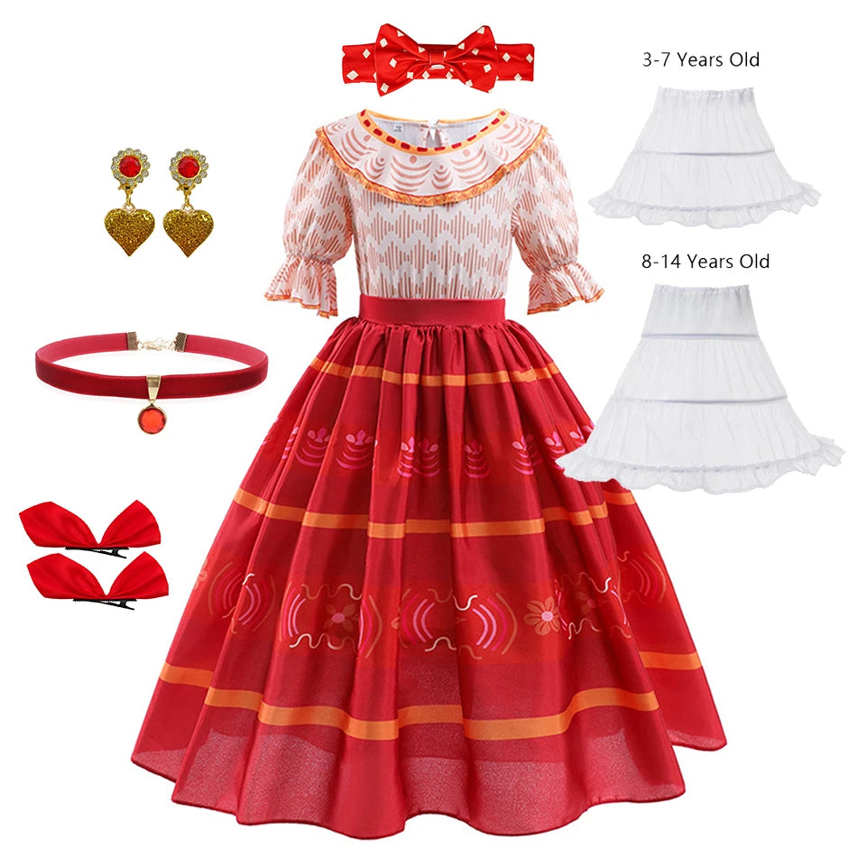 Girls Dolores Costume Kids Encanto Cosplay Princess Dress