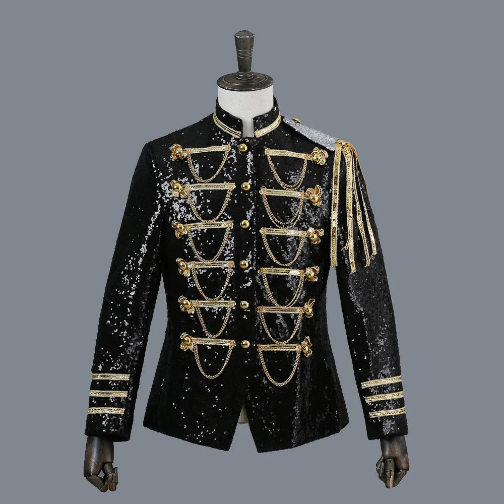 Performance Clothes, Silver White Fashion Shiny Beaded Blazers for Men