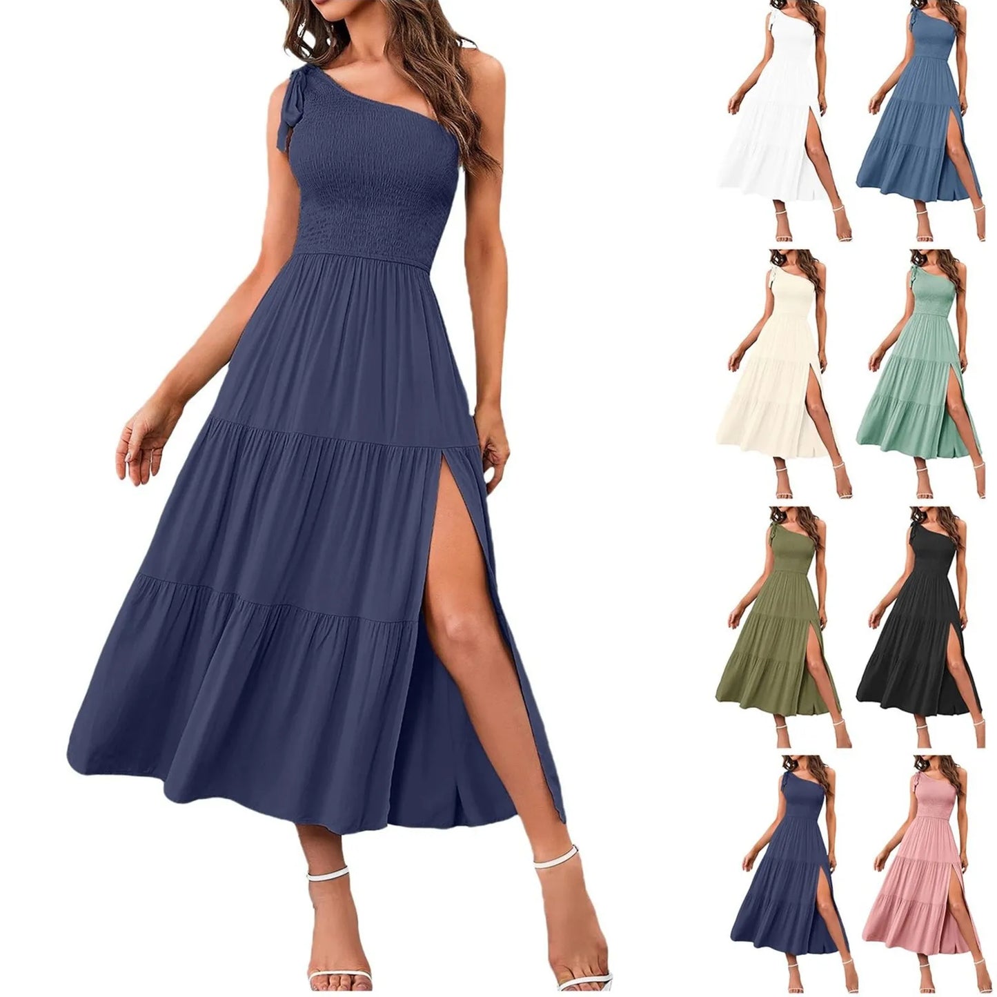 Elegant Dresses For Women Women'S Summer Casual One Shoulder Sleeveless